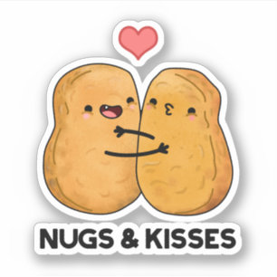 Nugs en Kisses Funny Chicken Nugget Pun Sticker