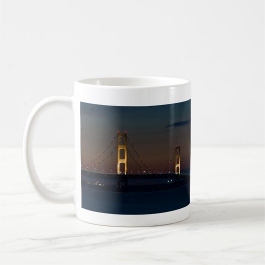 Nuit À Mackinac Bridge Café Mug (Gauche)