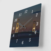 Nuit À Mackinac Bridge Horloge Mur (Angle)