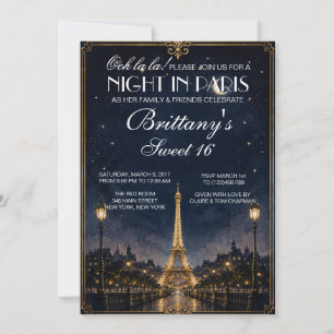 Nuit à Paris Invitation personnalisée Sweet 16