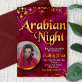 Nuit Arabe avec Photo - Invitation Rose