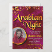 Nuit Arabe avec Photo - Invitation Rose (Devant)