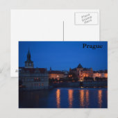 NUIT AU-DESSUS DE CARTE POSTALE DE PRAGUE (Devant / Derrière)
