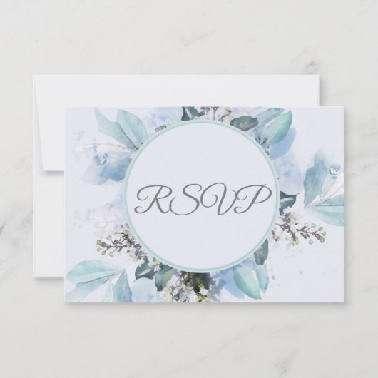 Nuit Bleu Botanique Aquarelle Mariage RSVP (Devant)