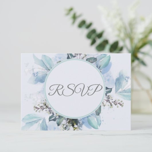 Nuit Bleu Botanique Aquarelle Mariage RSVP (Debout devant)