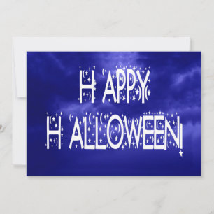 Nuit Bleu Joyeux Halloween Texte Invitation