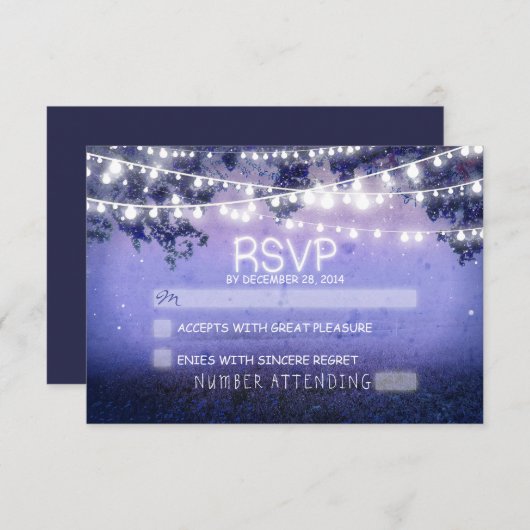 nuit bleue & lanternes mariage rustique RSVP (Devant / Derrière)