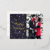 nuit ciel or étoiles joyeuses vacances photo carte (Recto/Verso)