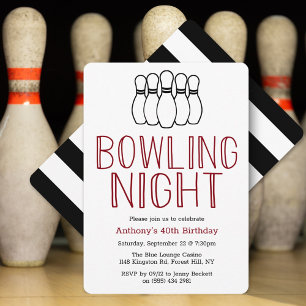 Nuit de Bowling moderne Invitation de fête d'anniv