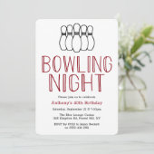 Nuit de Bowling moderne Invitation de fête d'anniv (Debout devant)