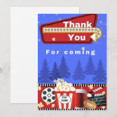 Nuit de cinéma Carte de remerciements d'anniversai (Devant / Derrière)