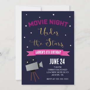 Nuit de cinéma Invitation d'anniversaire