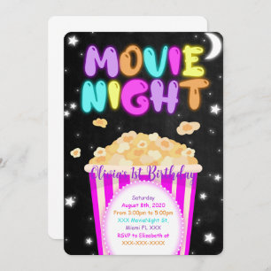 Nuit de cinéma Invitation d'anniversaire
