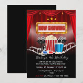 Nuit de cinéma rouge et noir Invitation de fête d' (Devant / Derrière)