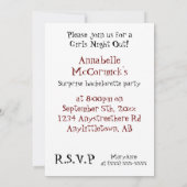 Nuit de la fille ! Invitation aux bachelorettes (Dos)