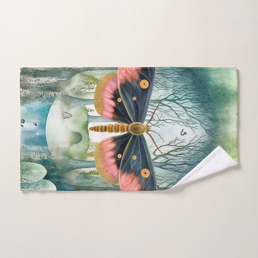 Nuit de la forêt de Moth Rose (Serviette à main)