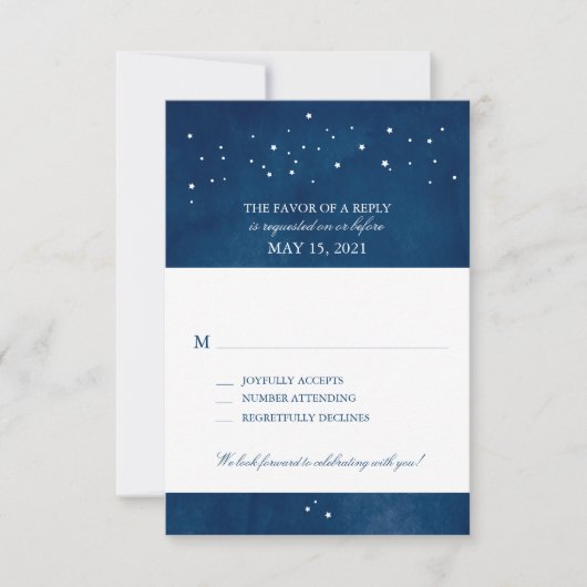 Nuit de noces Navy Bleu Aquarelle | RSVP (Devant)