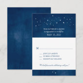 Nuit de noces Navy Bleu Aquarelle | RSVP (Devant / Derrière)
