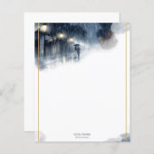 Nuit de pluie romantique - Papier de papeterie élé (Devant / Derrière)