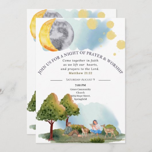 Nuit de prière et de culte modifiable Invitation (Devant / Derrière)