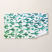 Nuit Désert Cactus Aquarelle Motif Vert Bleu (Serviette à main)