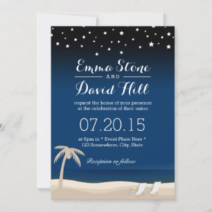 Nuit d'été Plage Mariage Invitations