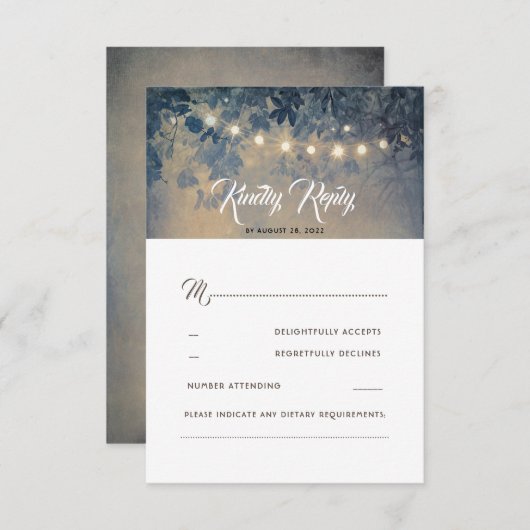 Nuit d'été romantique Mariage rustique RSVP (Devant / Derrière)
