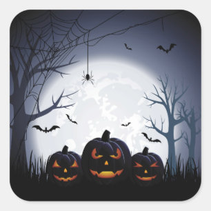 Nuit d'Halloween avec Sticker Citrouille & Bats vo