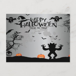 Nuit effrayante d'Halloween avec carte postale de