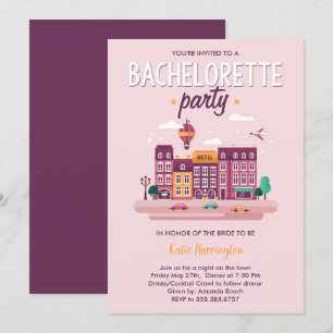Nuit en ville Bachelorette Party Invitation