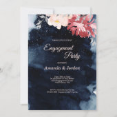 Nuit étoile Floral Engagement Party Invitation (Devant)