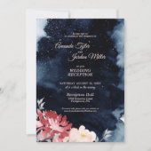 Nuit étoile Floral Mariage Réception Invitation (Devant)
