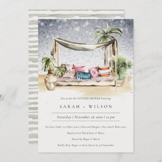Nuit étoile Tropical Cabana Couple Invitation douc (Devant / Derrière)