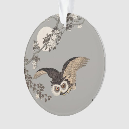 Nuit Japonaise Chouette Lune Bois Coupe Flying Nig (devant)