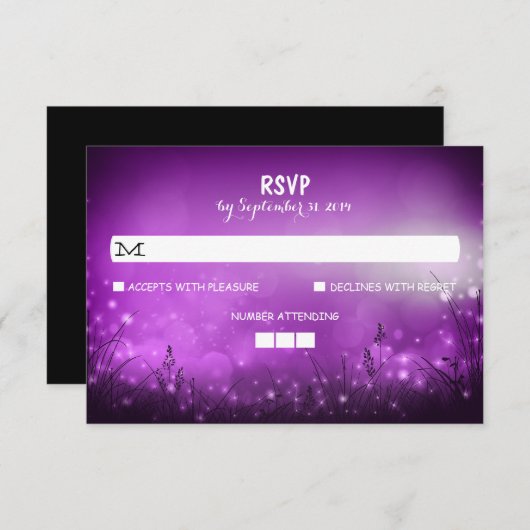 Nuit Lumières Mariage rustique Cartes RSVP (Devant / Derrière)