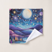 Nuit lunaire Big Moon Paysage (Gant de toilette)
