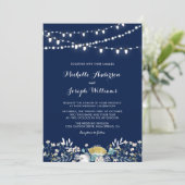 Nuit Marine & Gold Jardin de mariage Invitation (Debout devant)
