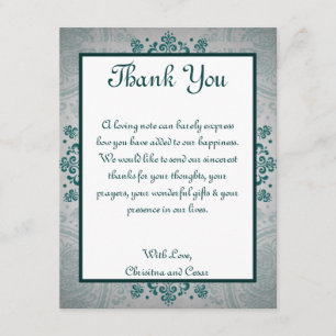 nuit PLATE du carte de remerciements 4x5 en Inde