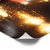 Nuit pluvieuse. Affiche de paysage urbain (Coin)