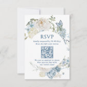 Nuit romantique bleu aquarelle Mariage floral RSVP (Devant)