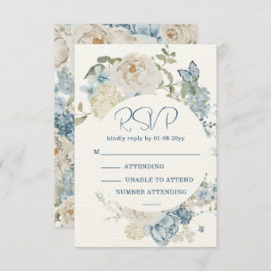Nuit romantique bleu aquarelle Mariage floral RSVP