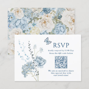 Nuit romantique bleu aquarelle Mariage floral RSVP