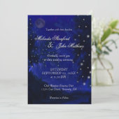 Nuit romantique bleue du faire-part de mariage | (Debout devant)