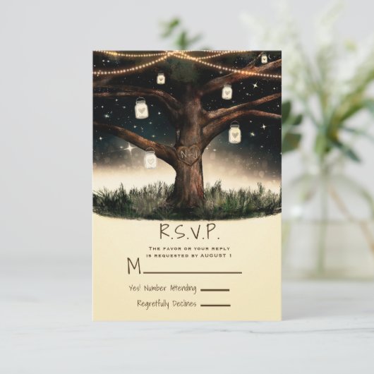 Nuit Rustique avec Arbres Lumineux & Cartes de Rép (Debout devant)