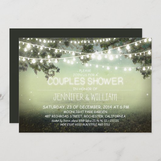 nuit rustique couples douche invitations (Devant / Derrière)