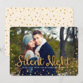 Nuit Silencieuse Joyeux Noël Carte photo de ton or (Devant / Derrière)