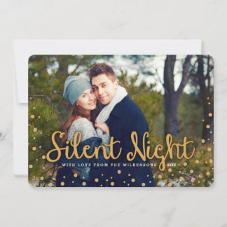 Nuit Silencieuse Joyeux Noël Carte photo de ton or