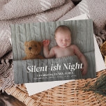 Nuit Silencieuse Moderne photo complète naissance<br><div class="desc">Faire-part de naissance de vacances moderne et élégant avec photo complète et 2 photo collage sur le dos.</div>