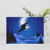 Nuit Snowboard Montagne Anniversaire Invitation (Debout devant)