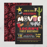 Nuit Western Movie Anniversaire Invitation